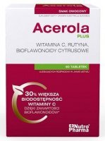 Acerola Plus, witamina C i bioflawonoidy cytrusowe, smak pomarańczowy, 60 tabletek do ssania