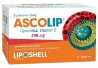 Ascolip, Liposomal Vitamin C 500mg, żel doustny o smaku wiśni, 30 saszetek