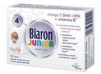 Biaron Junior, smak gumy balonowej, po 4 roku życia, 30 kapsułek do żucia