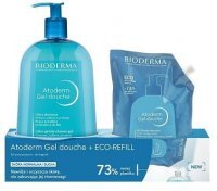 Bioderma Atoderm Gel douche, żel pod prysznic, skóra sucha i normalna, 1000ml + eco refill, 1000ml