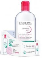 Bioderma Sensibio H2O, płyn micelarny do oczyszczania twarzy i demakijażu, skóra wrażliwa, 500ml + wielorazowe płatki kosmetyczne, 3 sztuki