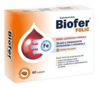 Biofer Folic, żelazo hemowe z witaminą C i kwasem foliowym, 60 tabletek