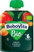 BoboVita Bio, mus owocowy, jabłko z morelą i mango, po 6 miesiącu, 80g