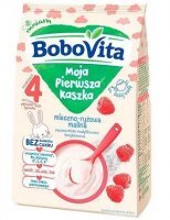 BoboVita Moja Pierwsza Kaszka, kaszka mleczno-ryżowa malinowa, bez cukru, po 4 miesiącu życia, 230g
