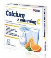 Calcium z witaminą C, smak pomarańczowy, 12 tabletek musujących