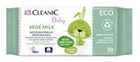 Cleanic Eco Baby Vege Milk, biodegradowalne chusteczki nawilżane dla niemowląt i dzieci, 50 sztuk