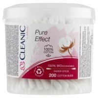 Cleanic Pure Effect, biodegradowalne patyczki higieniczne, pudełko okrągłe, 200 sztuk
