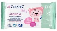 DATA 04/2023 Cleanic Eco Baby Atopical, biodegradowalne chusteczki nawilżane dla niemowląt i dzieci, 50 sztuk