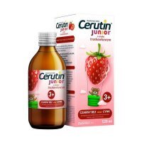 DATA 06/2024 Cerutin Junior, smak truskawkowy, płyn, po 3 roku życia, 120ml