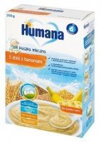 DATA 17/08/2023 Humana, kaszka mleczna 5 zbóż z bananami, po 6 miesiącu życia, 200g