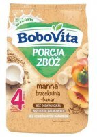 DATA 26/10/2023 BoboVita Pierwsza Łyżeczka, kaszka mleczna manna, brzoskwinia i banan, po 4 miesiącu, 210g