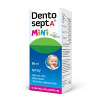 Dentosept A Mini, afty, pleśniawki i bolesne ząbkowanie, spray, smak malinowy, 30ml