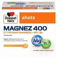 Doppelherz Shots, Magnez 400, smak pomarańczowo-cytrynowy, 20 ampułek po 25ml