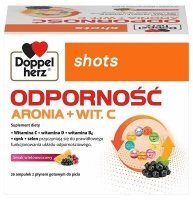 Doppelherz Shots, Odporność, Aronia + witamina C, smak wieloowocowy, 20 ampułek po 25ml