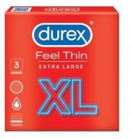 Durex, prezerwatywy lateksowe Feel Thin XL, nawilżane, 3 sztuki