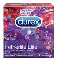 Durex, prezerwatywy lateksowe Fetherlite Elite Emoji, super cienkie, nawilżane, 3 sztuki