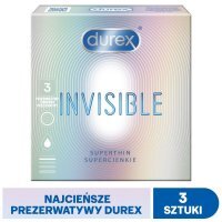 Durex, prezerwatywy lateksowe Invisible Superthin, 3 sztuki