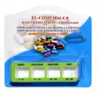 El-Comp, kasetka dzienna do dawkowania leków doustnych, mini 1x4, 4 pory doby, 1 sztuka