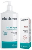 Eloderm, żel do mycia ciała i włosów 2w1 do skóry suchej i atopowej, od urodzenia, 400ml + krem aktywny 75ml w prezencie