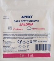 Gaza bawełniana Apteo, jałowa, 17-nitkowa, 1m2, 1 sztuka