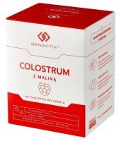 Genactiv Colostrum z maliną, dla dorosłych i dzieci po 3 roku życia, 60 tabletek do ssania