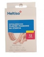 Heltiso, hipoalergiczne plastry piankowe na otarcia, rozmiar 19mm x 72mm, 12 sztuk