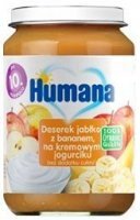 Humana 100% Organic, deserek, jabłko z bananem na kremowym jogurciku, po 10 miesiącu życia, 190g
