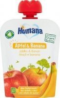 Humana 100% Organic, mus owocowy, jabłko i banan, po 4 miesiącu, 90g
