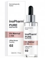 Inopharm Pure Elements 02, przeciwstarzeniowe serum do twarzy i szyi, z 3% Matrixylem i kwasem hialuronowym, 30ml