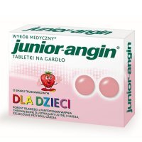 Junior-angin, tabletki na gardło, smak truskawkowy, dla dzieci po 4 roku życia, 36 tabletek do ssania