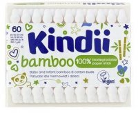 Kindii Bamboo, biodegradowalne patyczki do uszu dla niemowląt i dzieci, 60 sztuk