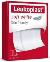 Leukoplast, Soft White, plaster z opatrunkiem, biały, 6x10cm, 10 sztuk