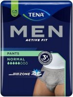 Majtki chłonne Tena Men ActiveFit Pants Normal Grey, rozmiar S/M, chłonność 5/8, 9 sztuk