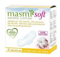 Masmi Natural Cotton, bawełniane podpaski Soft, ze skrzydełkami, ultra cienkie, na dzień, 10 sztuk