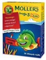 Mollers Omega-3 Rybki, smak malinowy, żelki, 36 sztuk