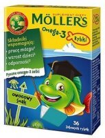 Mollers Omega-3 Rybki, smak owocowy, żelki, 36 sztuk