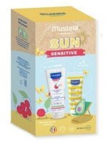 Mustela Sun Sensitive, od urodzenia, skóra bardzo wrażliwa, mleczko przeciwsłoneczne SPF50+, 100ml + łagodzące mleczko nawilżające, 200ml
