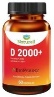 Naturell, D 2000+, witamina D, kurkuma, imbir, 60 kapsułek