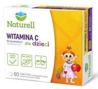 Naturell, witamina C dla dzieci, smak czarnego bzu i jabłka, 60 tabletek do rozgryzania i żucia