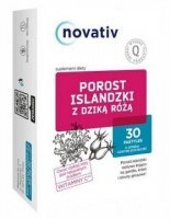 Novativ, Porost islandzki z dziką różą, smak czarnej porzeczki, 30 pastylek do ssania