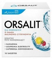 Orsalit dla dorosłych, doustny płyn nawadniający, proszek, smak malinowo-cytrynowy, 10 saszetek