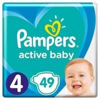Pampers Active Baby, pieluszki jednorazowe, rozmiar 4, waga 9-14kg, 49 sztuk