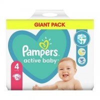 Pampers Active Baby, pieluszki jednorazowe, rozmiar 4, waga 9-14kg, 76 sztuk