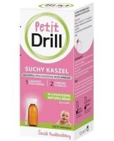 Petit Drill, syrop łagodzący podrażnienia gardła związane z suchym kaszlem, od 6 miesiąca życia, smak truskawkowy, 125ml