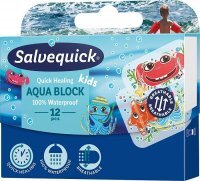 Plastry wodoodporne, Salvequick Aqua Block Kids, 2 rozmiary, 12 sztuk
