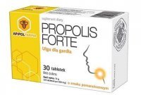 Propolis Forte, ulga dla gardła, bez cukru, smak pomarańczowy, 30 tabletek do ssania