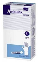 Rękawiczki Ambulex, nitrylowe, niesterylne, niepudrowane, wydłużone, białe, rozmiar L, 100 sztuk