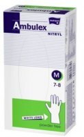 Rękawiczki Ambulex, nitrylowe, niesterylne, niepudrowane, wydłużone, białe, rozmiar M, 100 sztuk