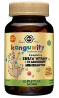 Solgar Kanguwity, zestaw witamin i składników mineralnych, smak owoców tropikalnych, 60 pastylek do ssania