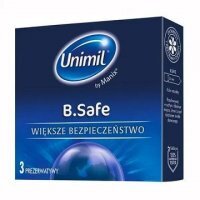Unimil, prezerwatywy lateksowe B.Safe, delikatnie grubsze, 3 sztuki